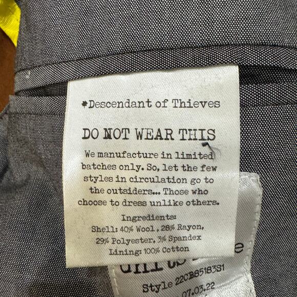 Descendant of Thieves Brown Wool Blend Blazer L Limited 247 Gold Buttons - Picture 12 of 14